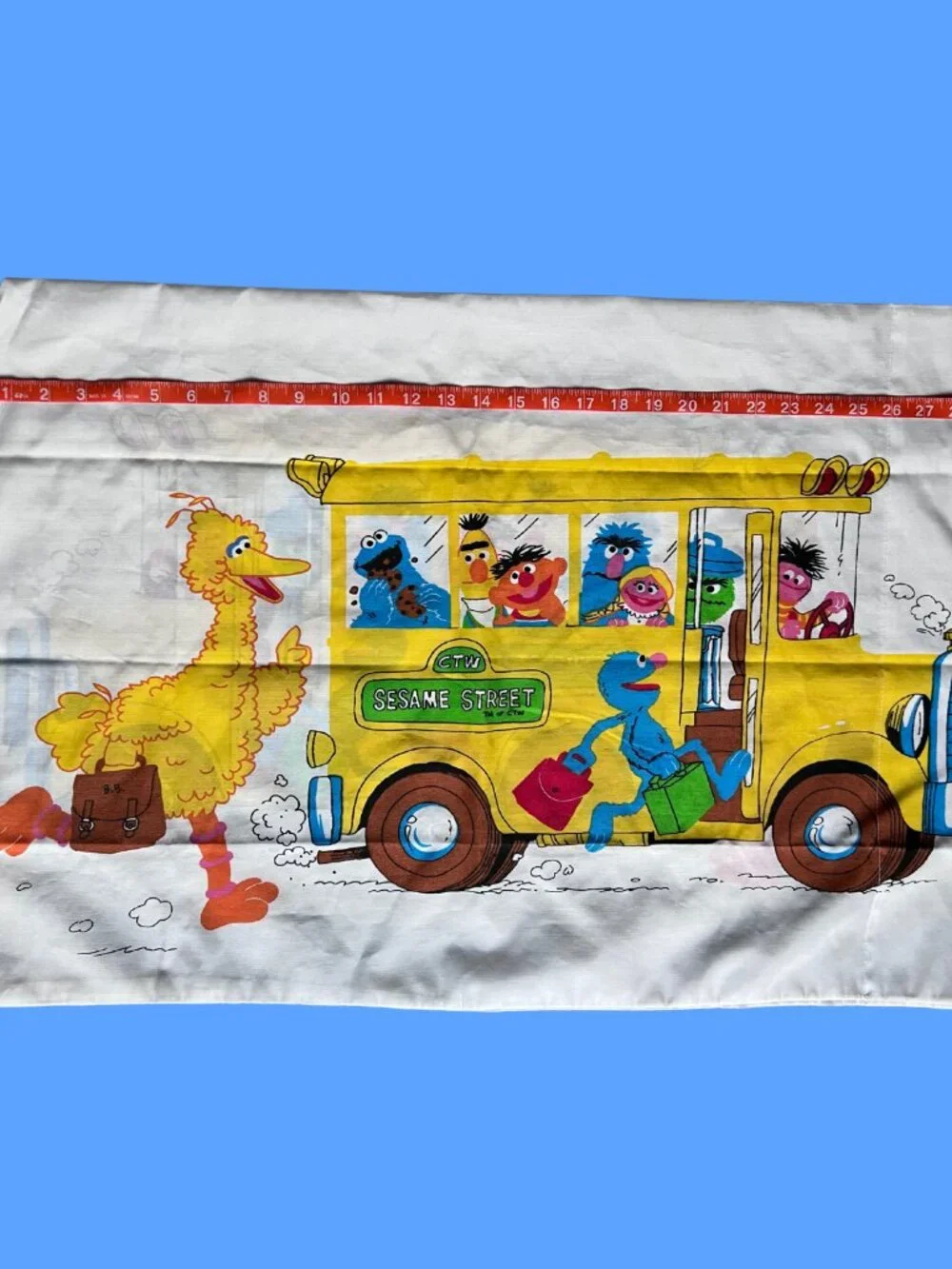 Vintage Sesame Street School Bus Pillow Case | CTW Childrens Television Workshop